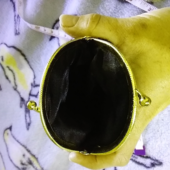 VGUC. Vintage evening bag coin purse, black beaded kiss lock. - Picture 4 of 4